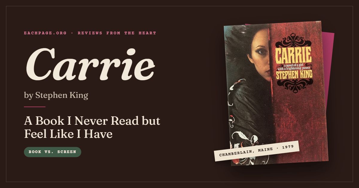 Carrie by Stephen King original book cover. EachPage blog
